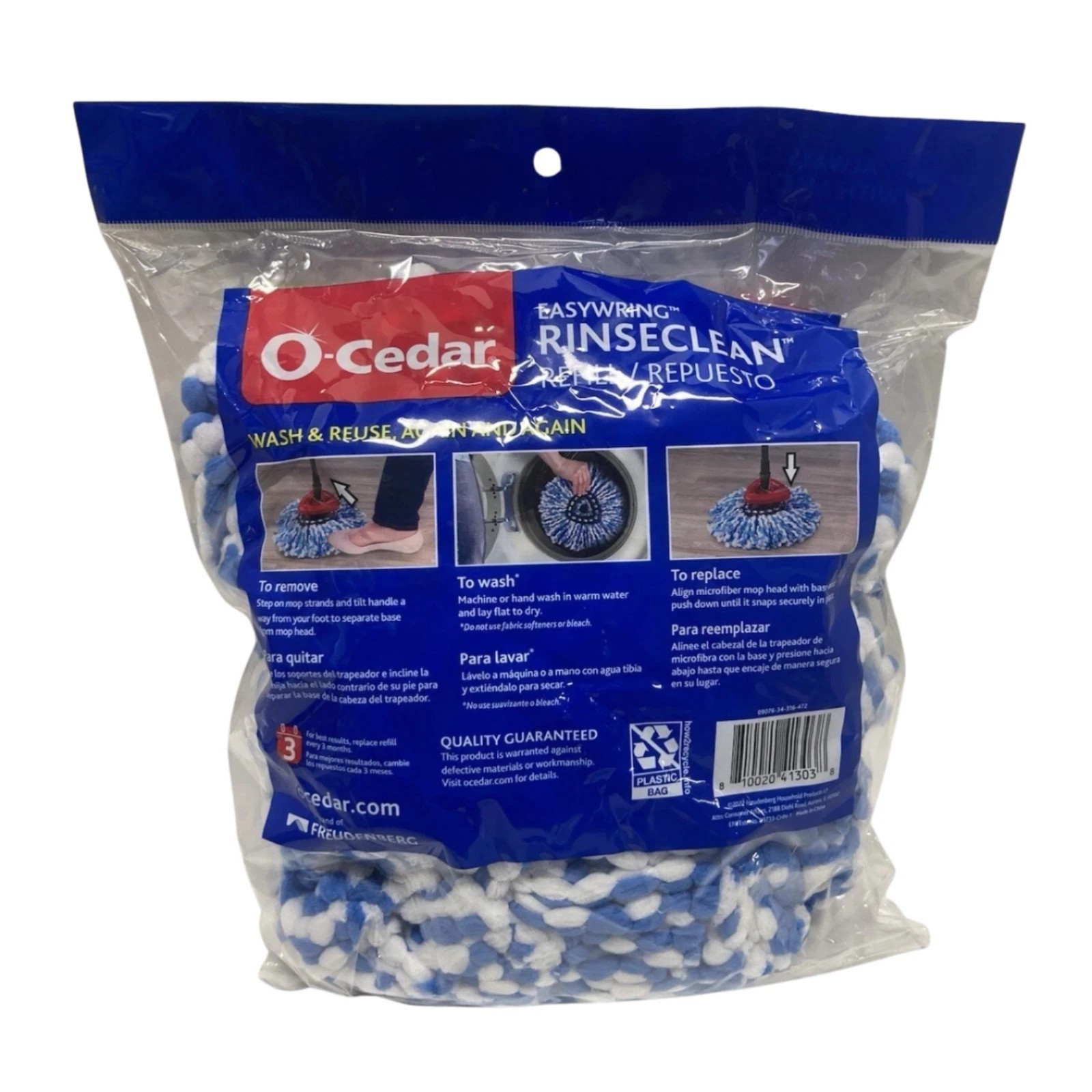 O-Cedar RinseClean Spin Mop Refill Heads 2 Pack EasyWring Replacement Microfiber