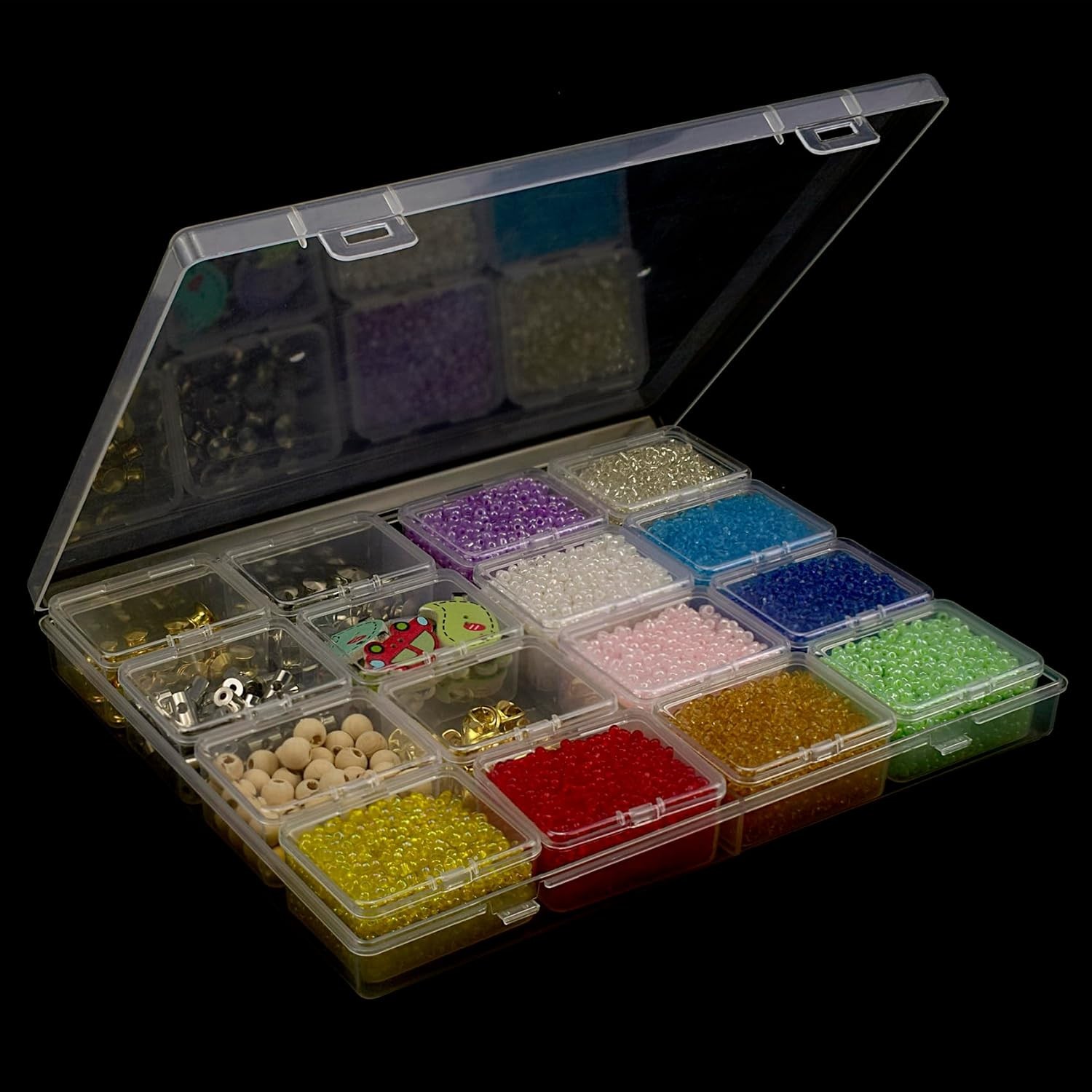 64-Pack Bead Storage Containers – Clear Organizer Box for Crafts & Jewelry