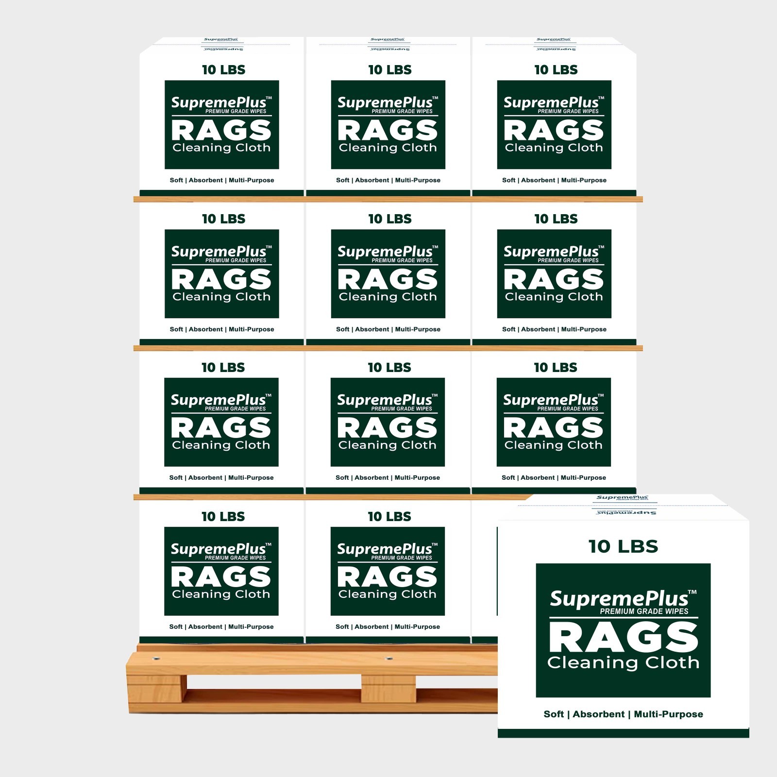 New White Terry Towel Cotton Rags – 600 LB Pallet 60 x 10 LB Boxes Bulk Cleaning