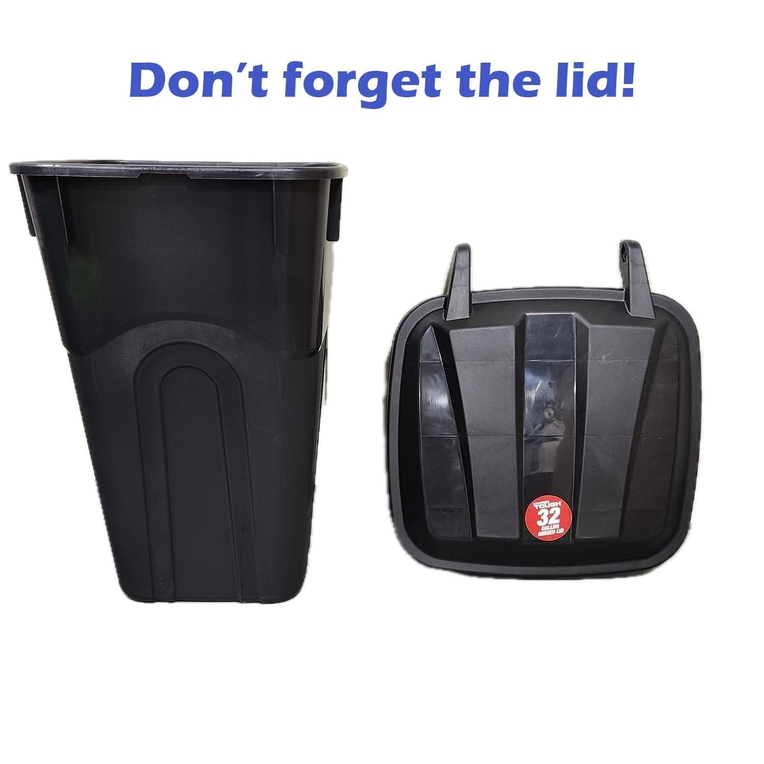 Hyper Tough 32 Gallon Wheeled Garbage Can Heavy Duty Attached Lid Black