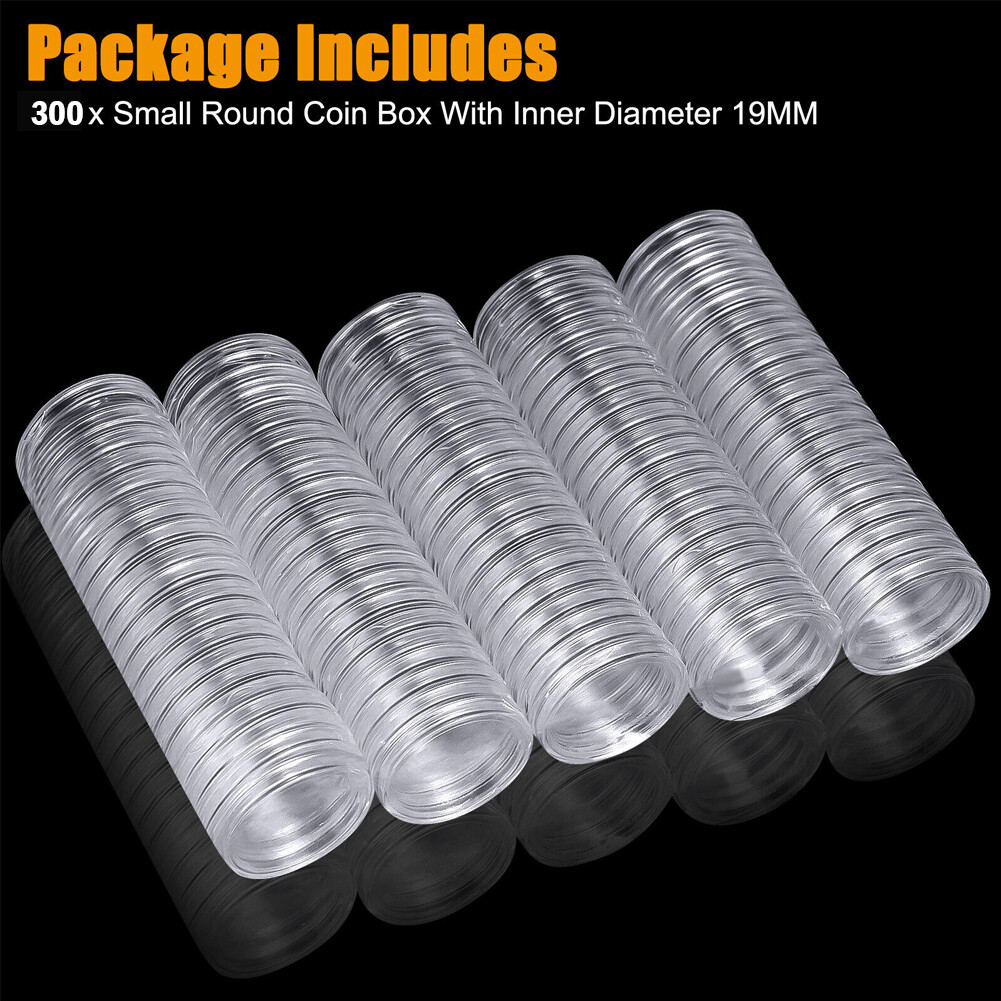 Lots 19mm Clear Round Capsules Coin Box Plastic Holder Case Storage Container