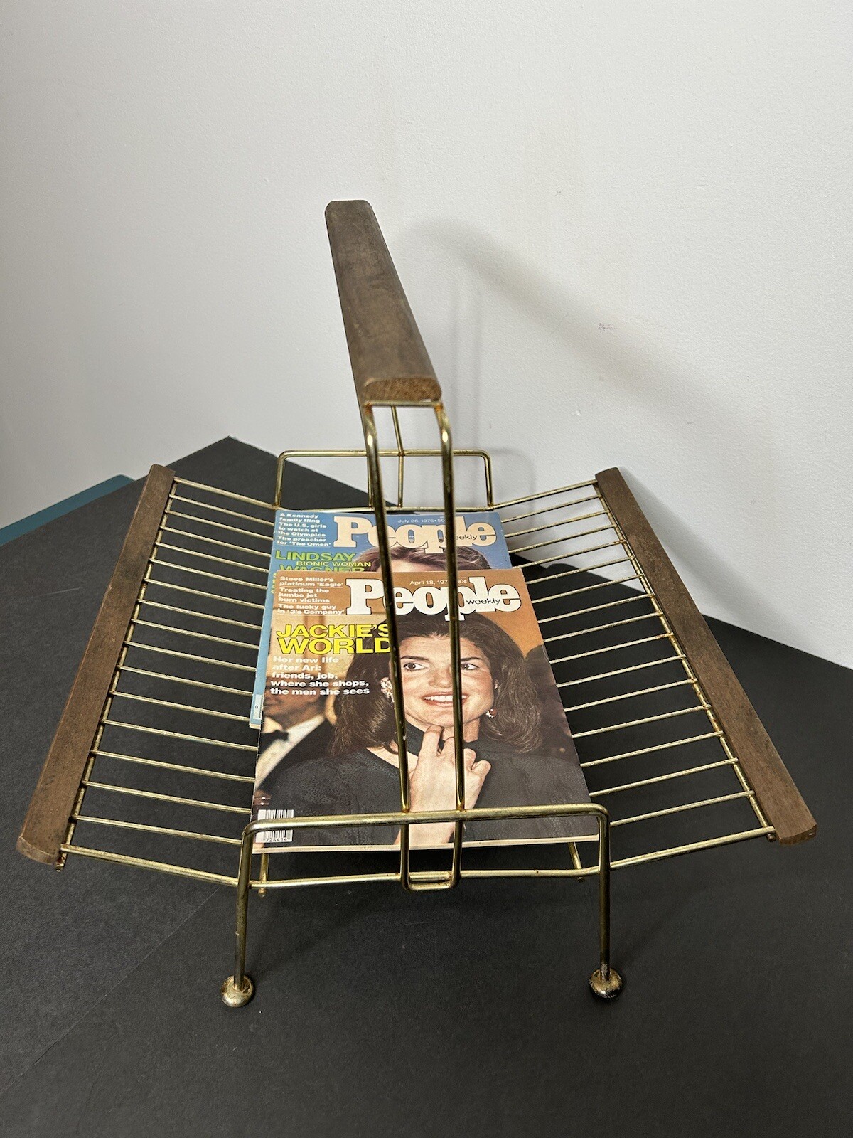 vintage magazine rack Wood And Metal / Mid Century Decor