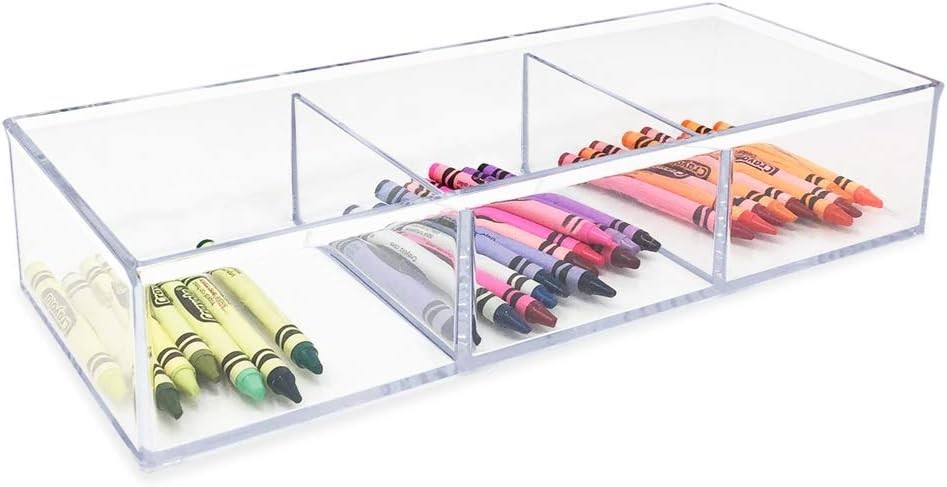 Large 3-Compartment Acrylic Stackable Organizer 12.9″ L x 5″ W x 2.7″ H