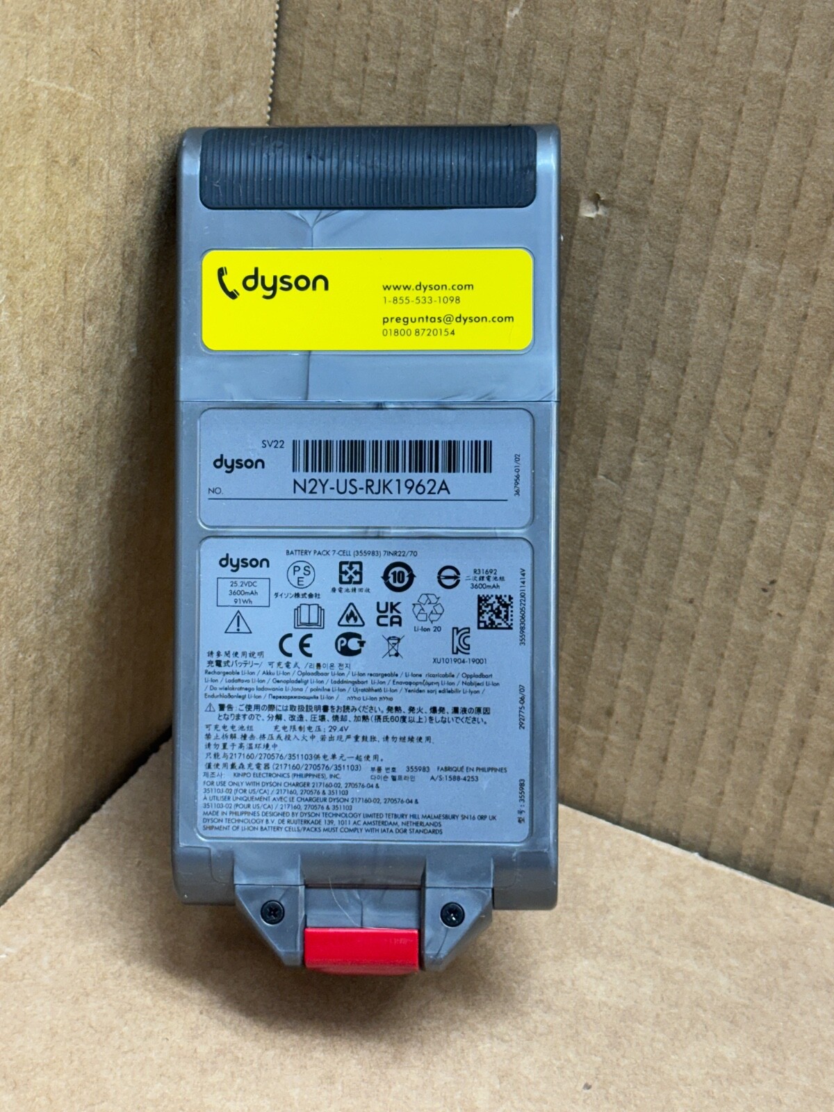 DYSON V15 OUTSIZE [SV22] GENUINE 3600mAh 25.2V 91Wh CLICK IN REPLACEMENT BATTERY