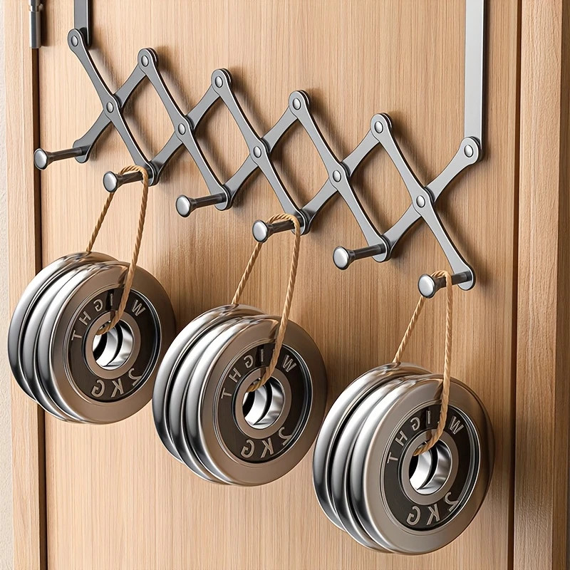 Retractable Over The Door Hook Rack – 6-Hook Expandable Hanger-Space-Saving