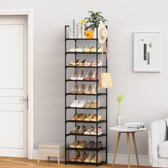 10 Tier Metal Shoes Rack, Stackable Shoe Organizer, Space-Saving Shoe Shelf Shoe