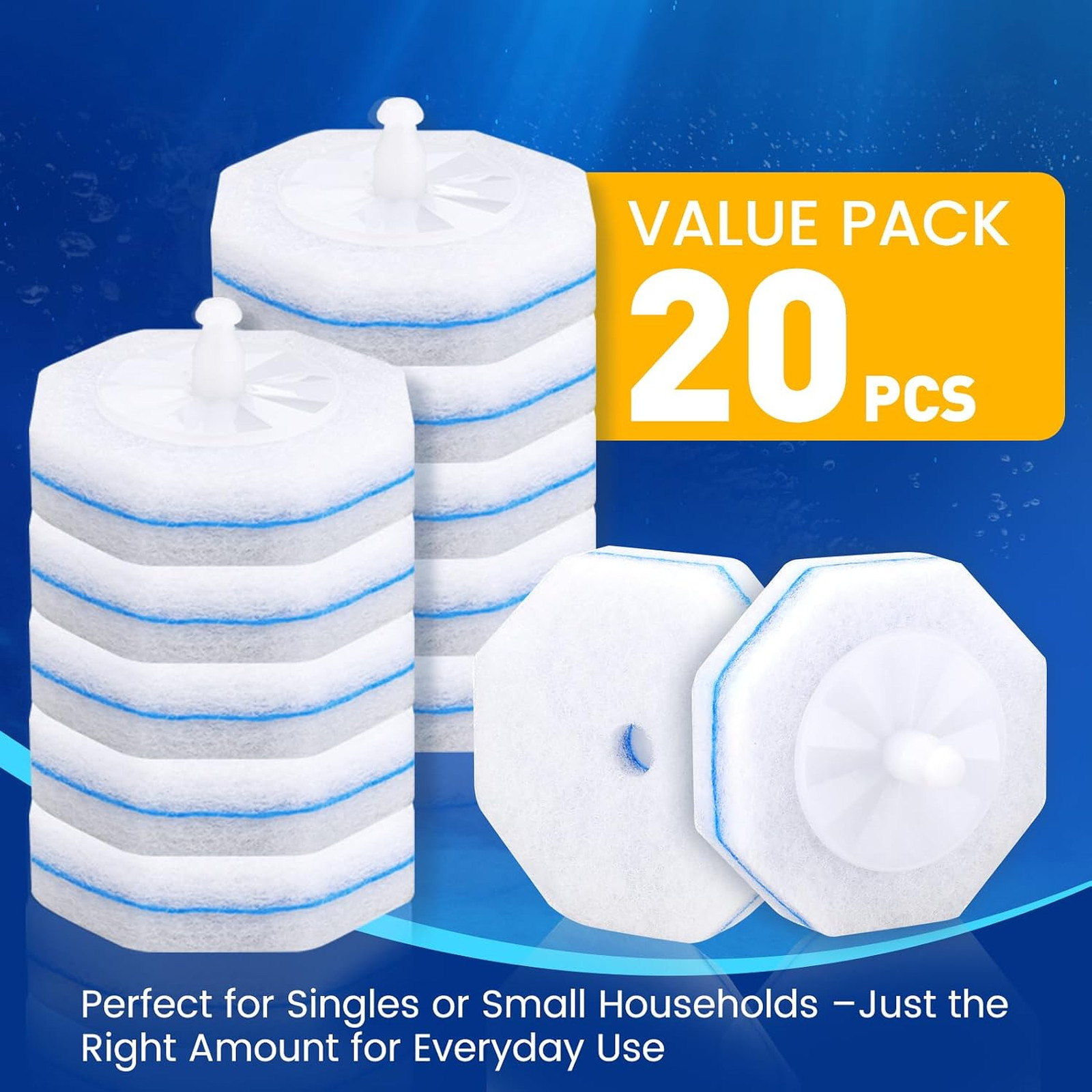 Toilet Brush Refills 20 Pack Disposable Cleaning Pads Textured Replacement Heads