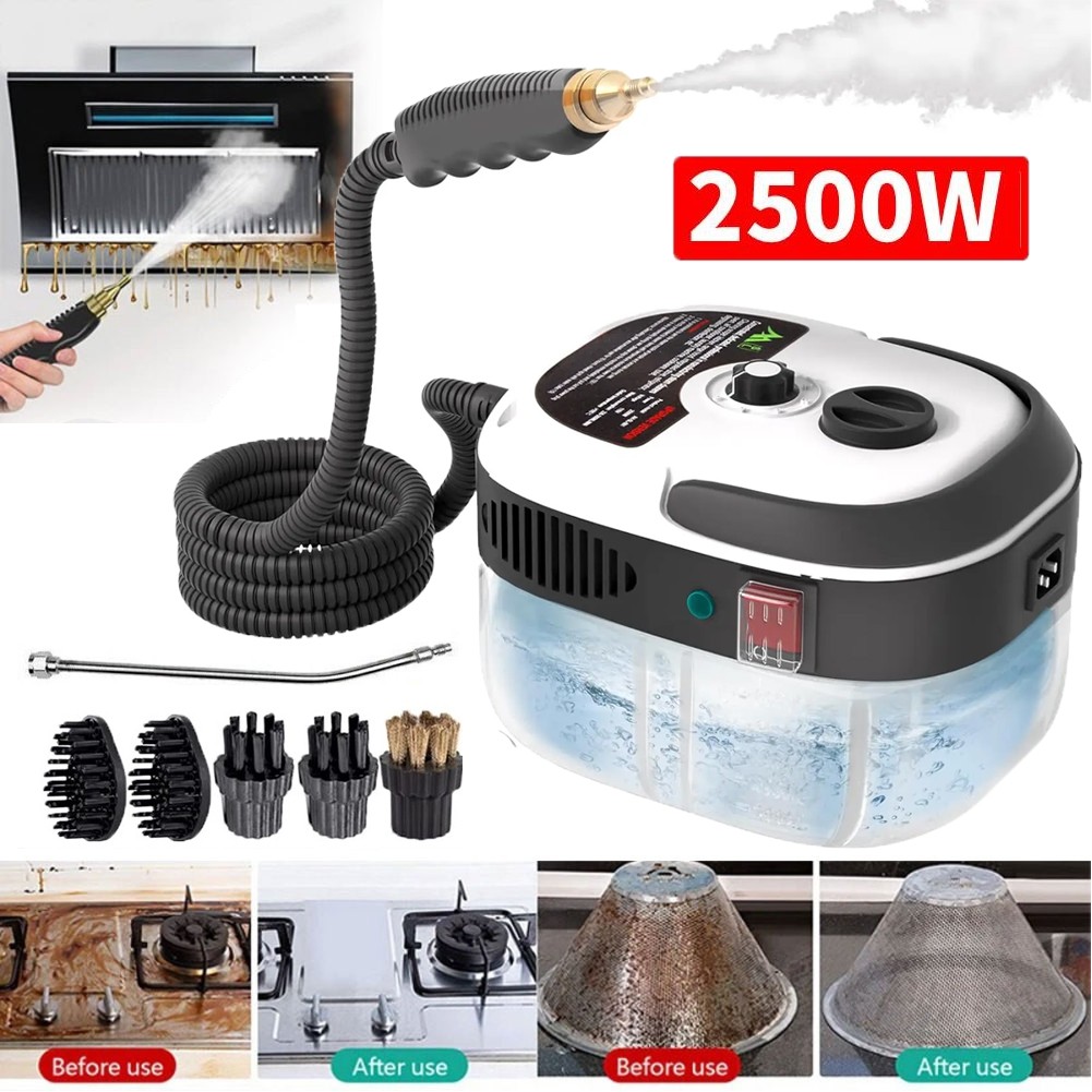 2500W High Pressure Steam Cleaner Handheld Portable 6 Brush Car Home Kitchen NEW