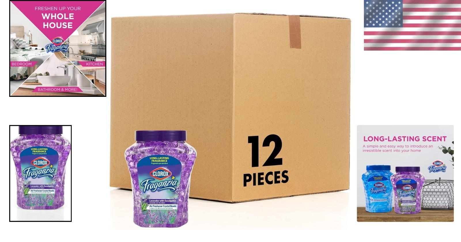 Long-Lasting Crystal Beads Air Freshener – Lavender & Eucalyptus, 12 Fl Oz Jars