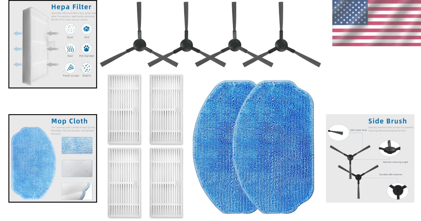 Complete Replacement Parts Kit for MAMNV & Compatible Robotic Cleaners – 10 P…