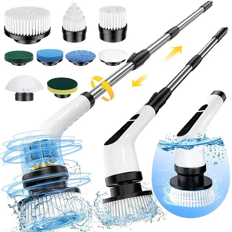 9 IN 1 Electric Spin Scrubber Cordless Power Cleaning Brush Rechargeable Cleaner