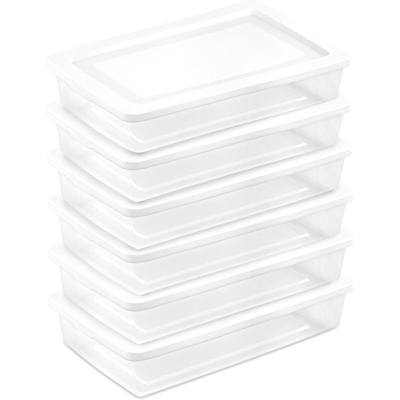 Stackable Plastic Storage Boxes Lightweight Shatterproof Durable W/ Secure Lids