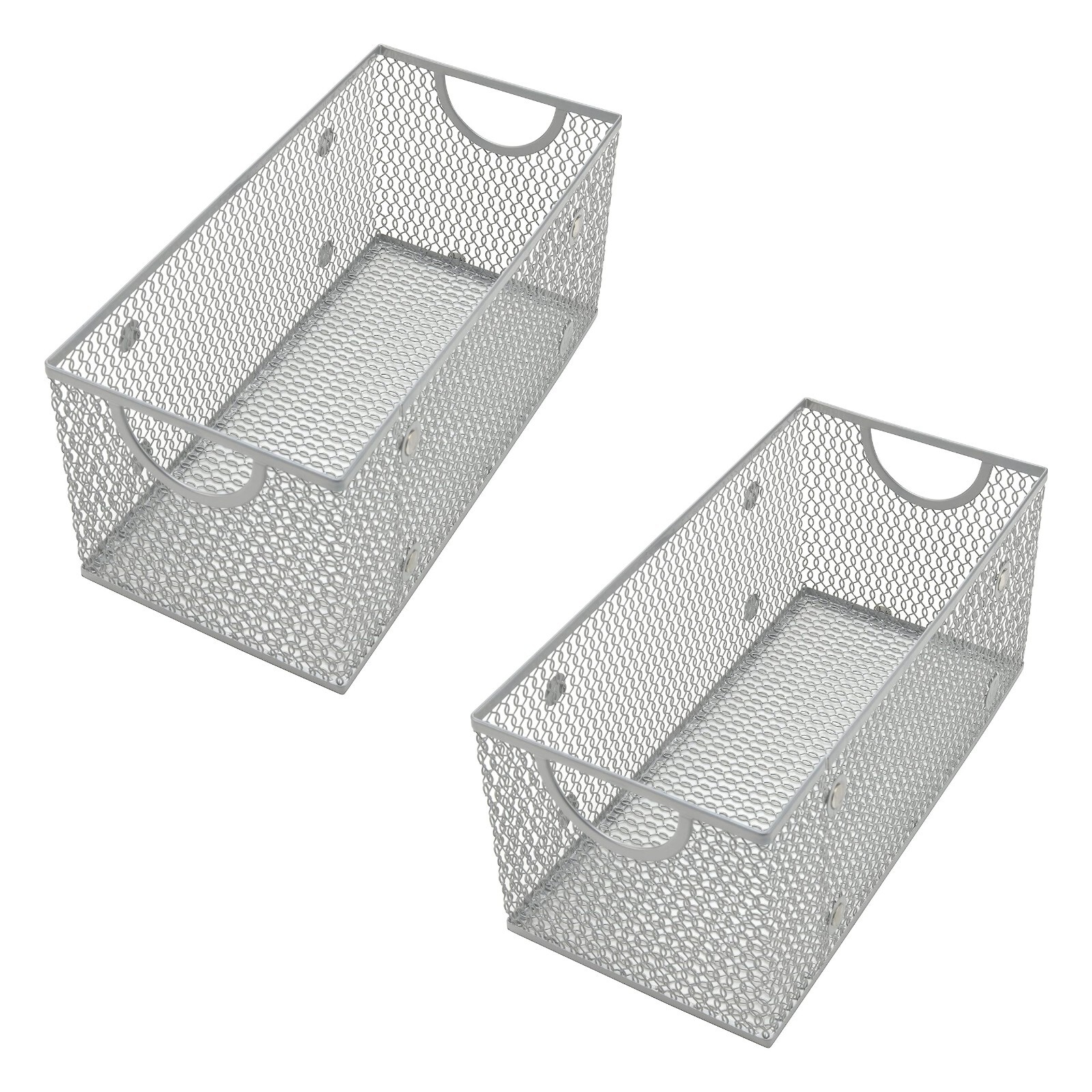 Ybm Home Wire Mesh Open Bin Basket Silver 11 in. L x 5.1 in. W x 5 in. H 2 Pack