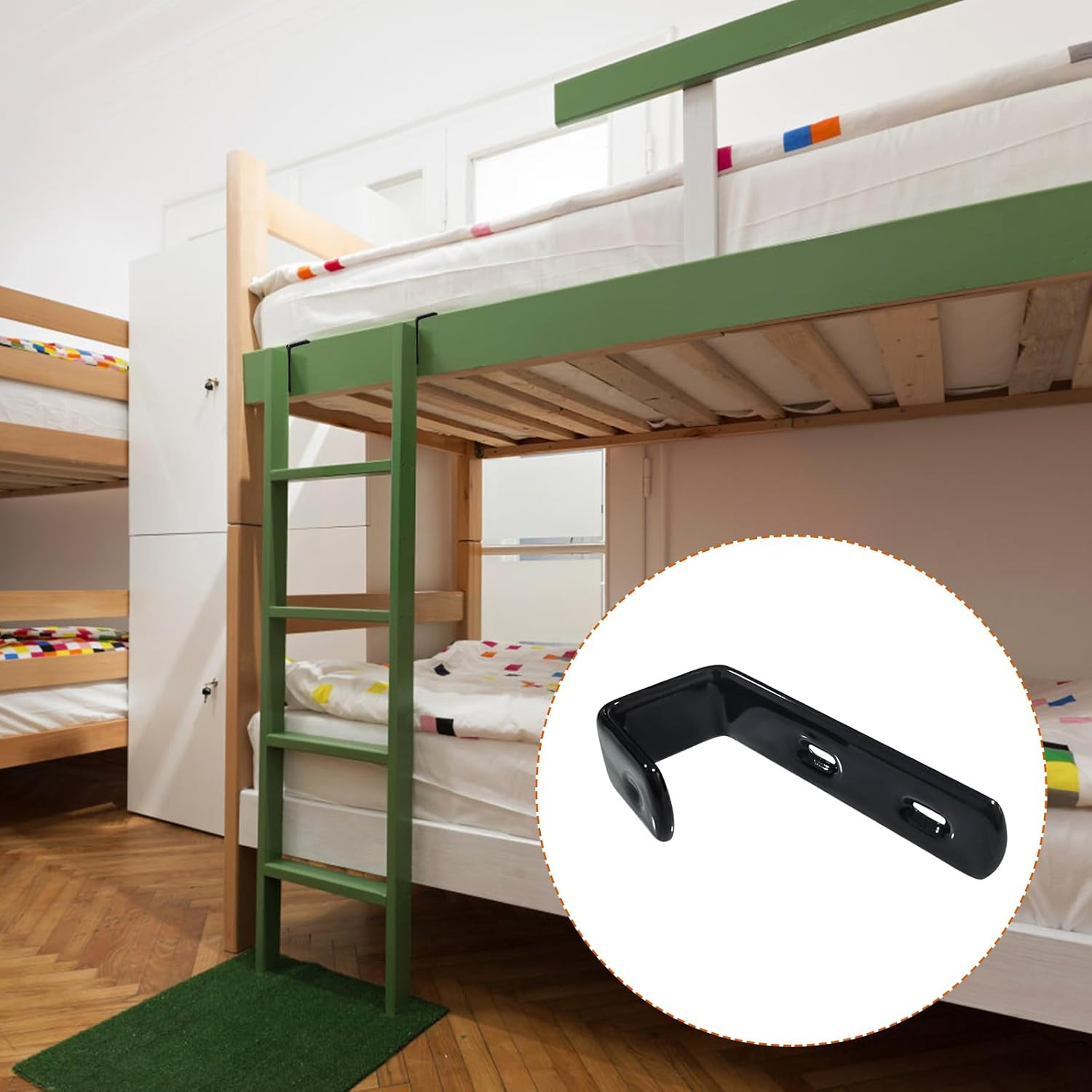 4pcs Iron Bunk Bed Ladder Brackets, PVC Coated Stainless Steel Angled Ladder Hoo