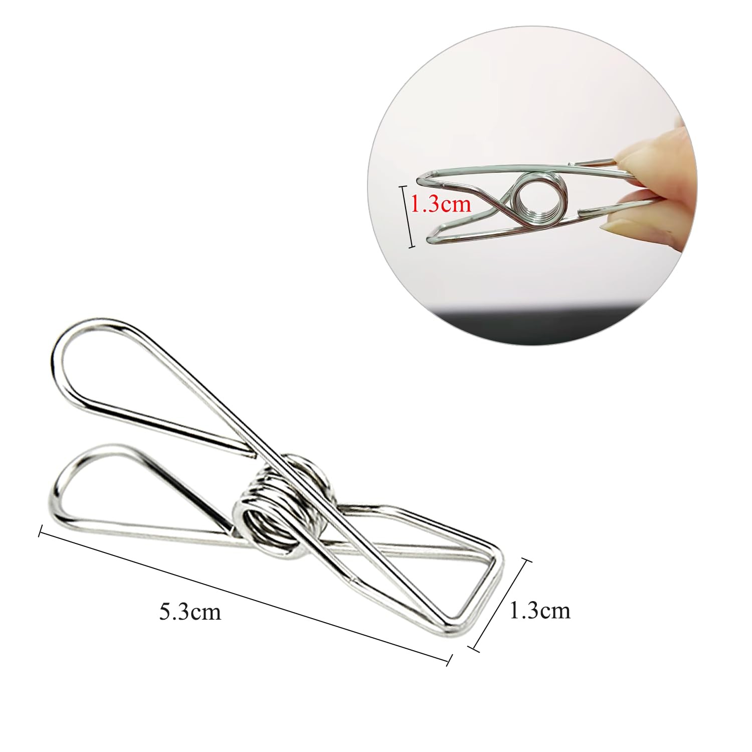 Laundry Clothes Pins Clips 50 Pack, Stainless Steel Heavy Duty Laundry Peg Metal