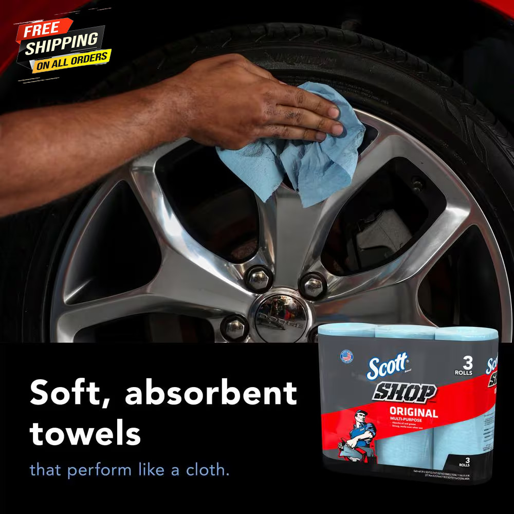 Blue Shop Towel Cleaning Wipes 3-Pack , Bundle of 9 Rolls ✅✅✅