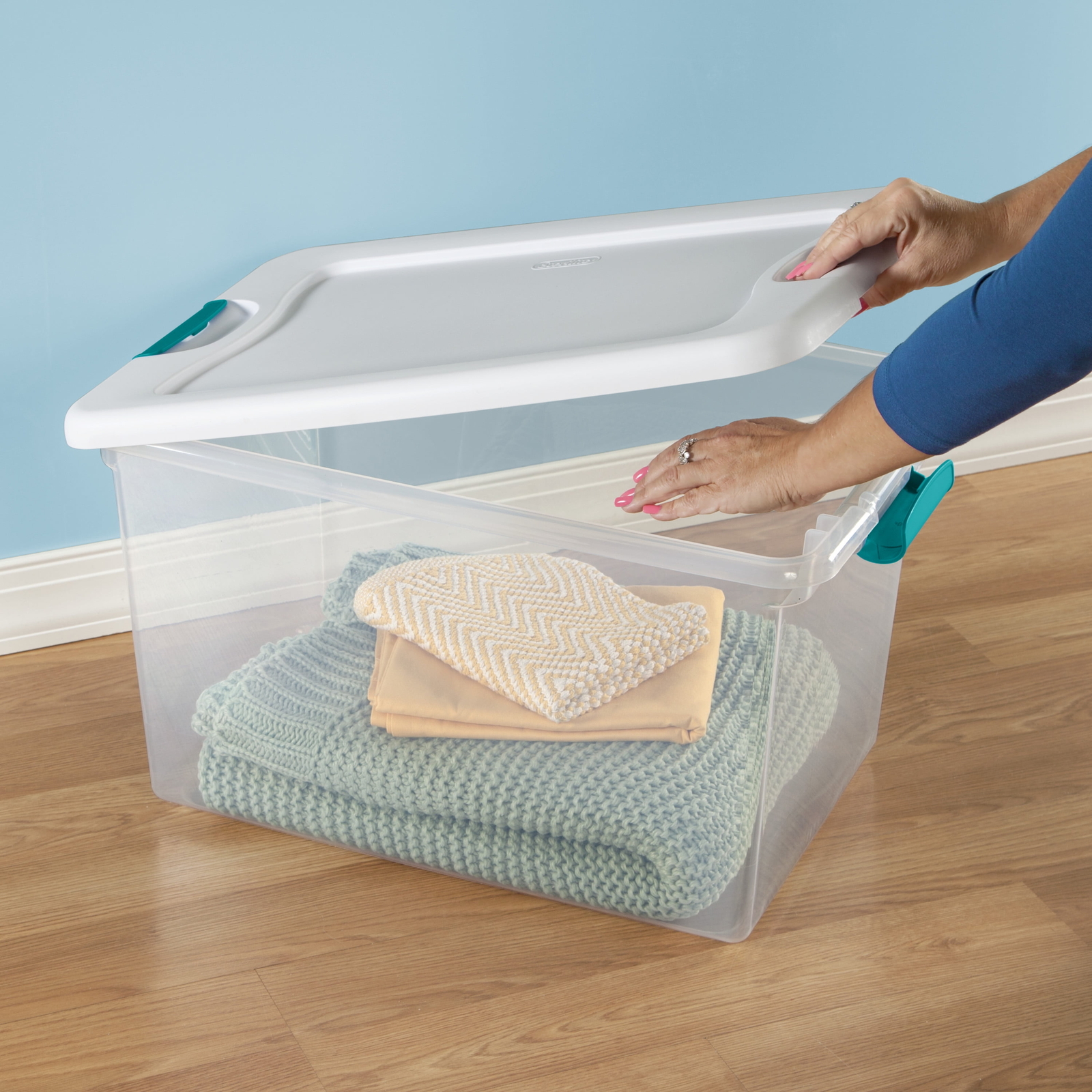 2025 new 64 Qt. Latching Box Plastic, White, Set of 6