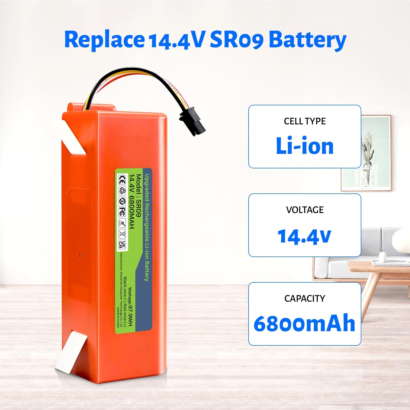 TQTHL Battery for Xiaomi Roborock S5, S5 Max, S50, S6, S6 MaxV, S7, Q7 Max V …