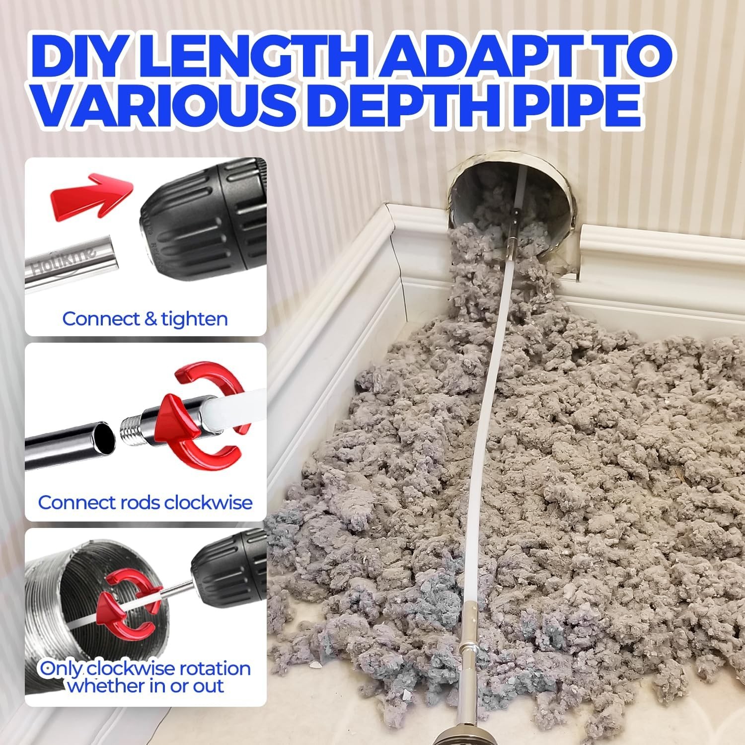 Dryer Vent Cleaner Kit – 40Ft Flexible Lint Brush for Deep Cleaning | Dryer V…
