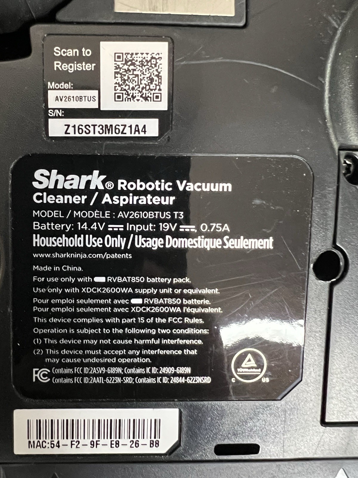 Shark Matrix Plus Robotic Vacuum & Mop AV2610BTUS T3 Self-Empty HEPA Black