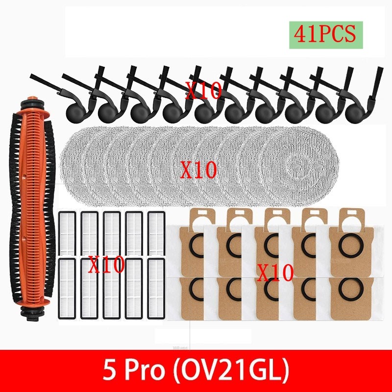 For Xiaomi Mijia 5 Pro OV21GL Vacuum Cleaner Main Side Brush Filters Dust Bags