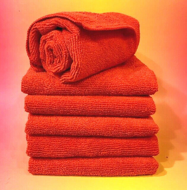 6 RED MICROFIBER CLEANING WASH CLOTH KITCHEN TOWEL RAG 16″x16″ CAR WINDOW BAR