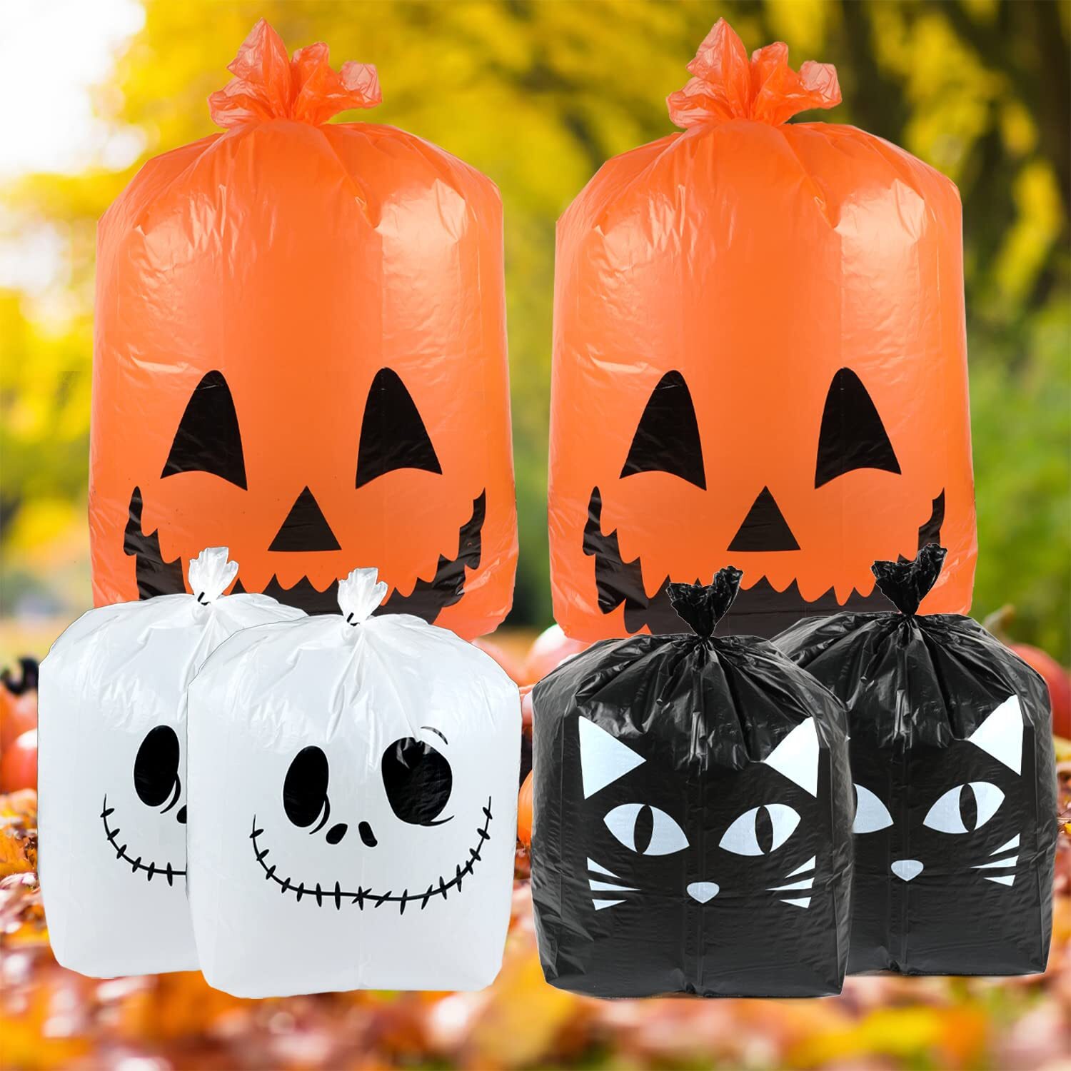 6 Pack Halloween Leaf Bags for Outdoor Party Decor Yard Waste Bags Fall Decor