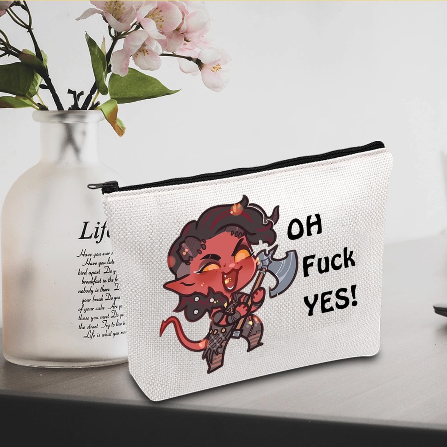 JXGZSO Oh F Yes Karlach Inspired Cosmetic Bag Funny RPG F
