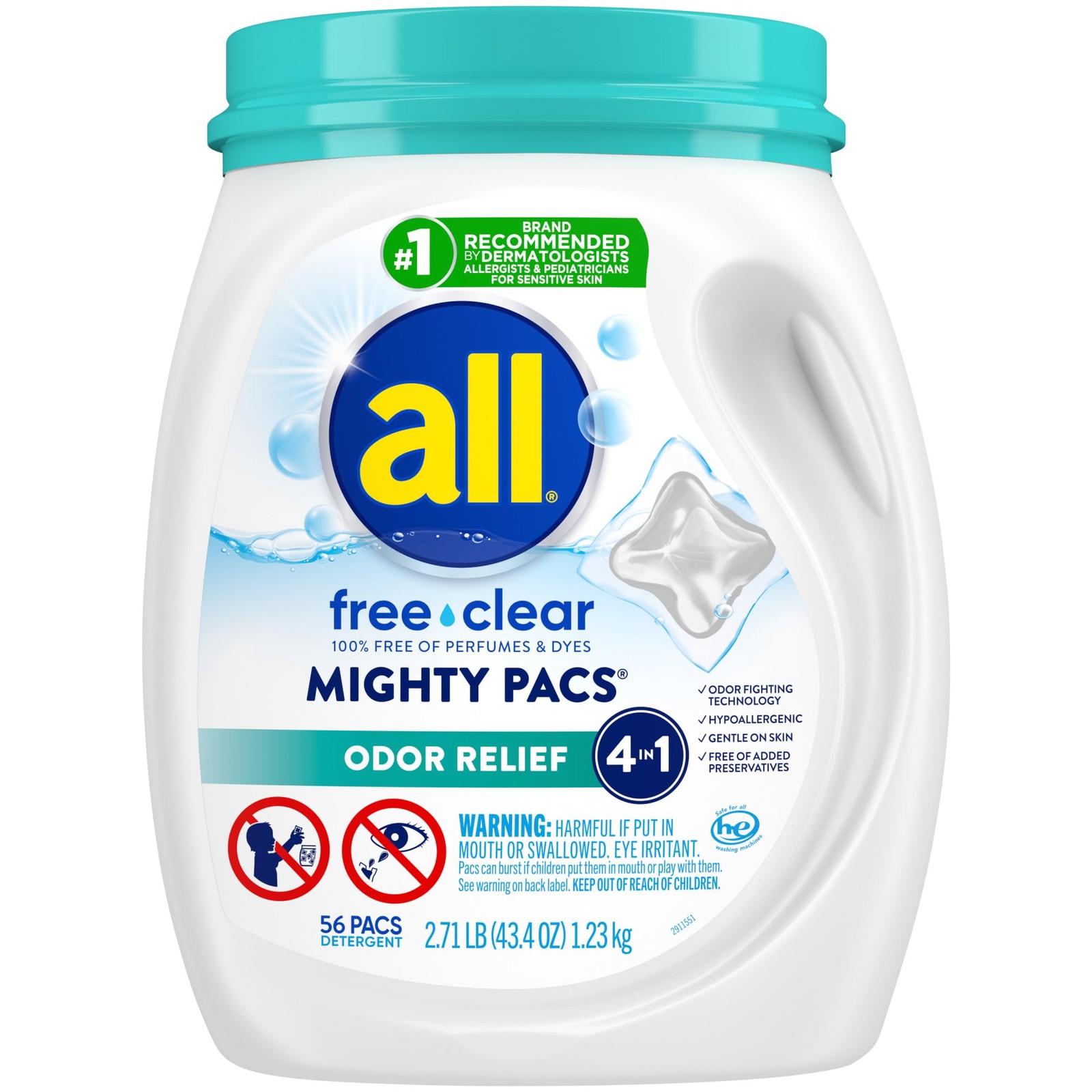 all Laundry Detergent MIGHTY Pacs for Sensitive Skin, 56 Count (Pack of 1)