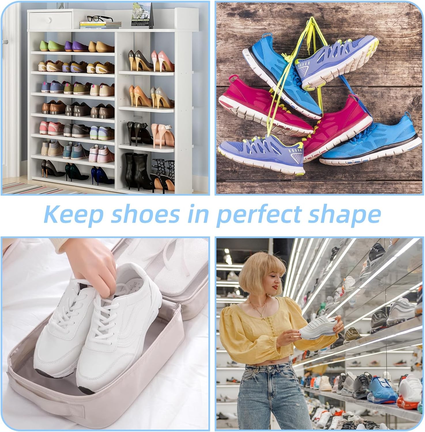20PCS Plastic Shoe Tree Inserts,Shoe Shaper for Sports Shoes Leater, Clear…
