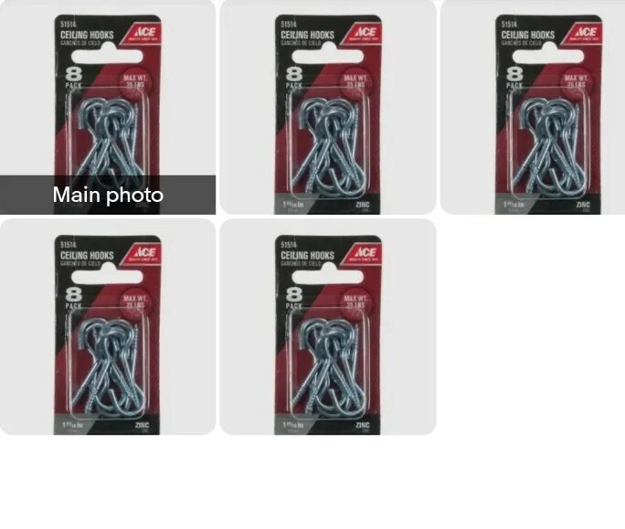 5 Packs ACE Ceiling Hooks 1-11/16″ 8 Per Pack 40 Hooks