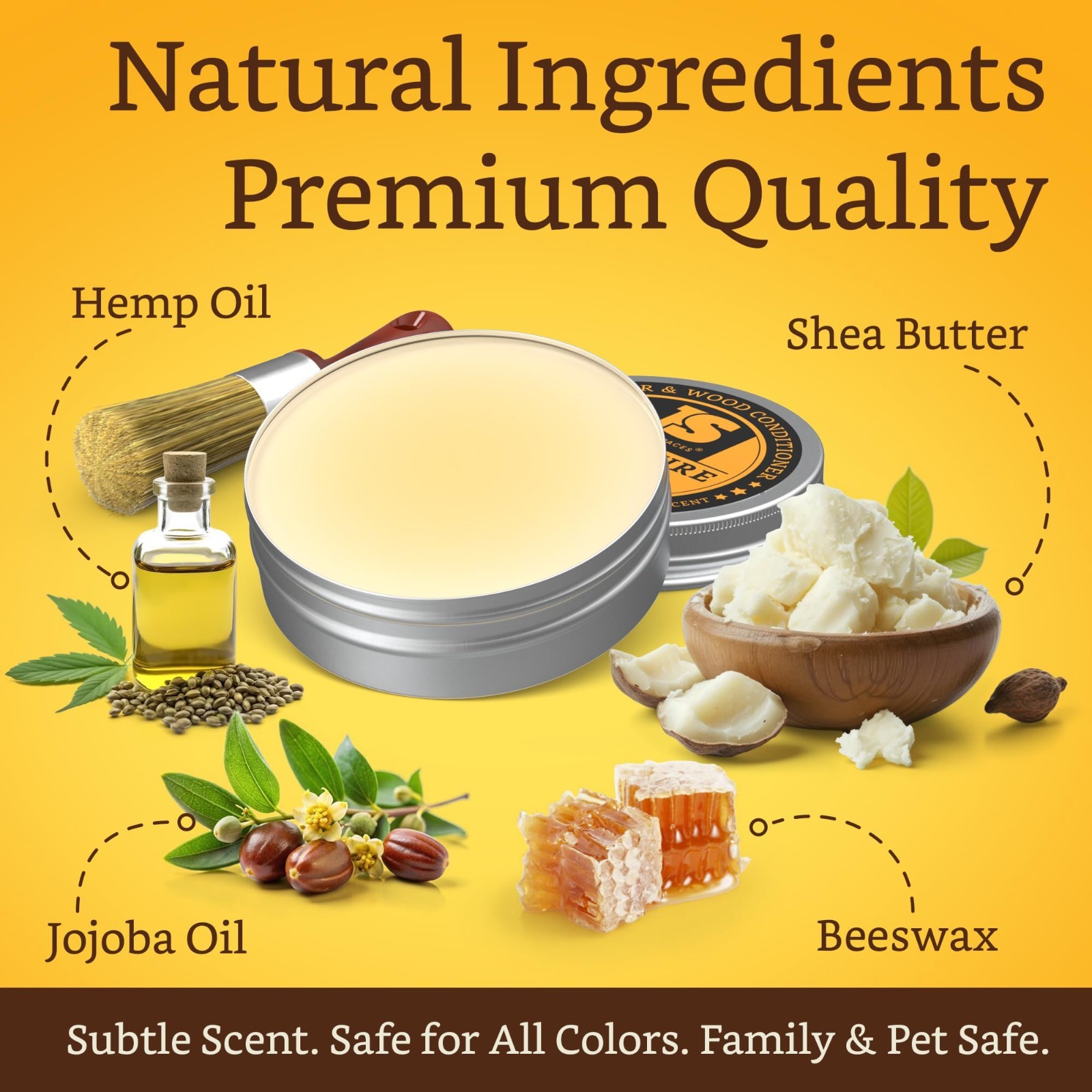 Leather Conditioner & Repair Kit, Furniture Salve, Beeswax Polish, Wood Restorer