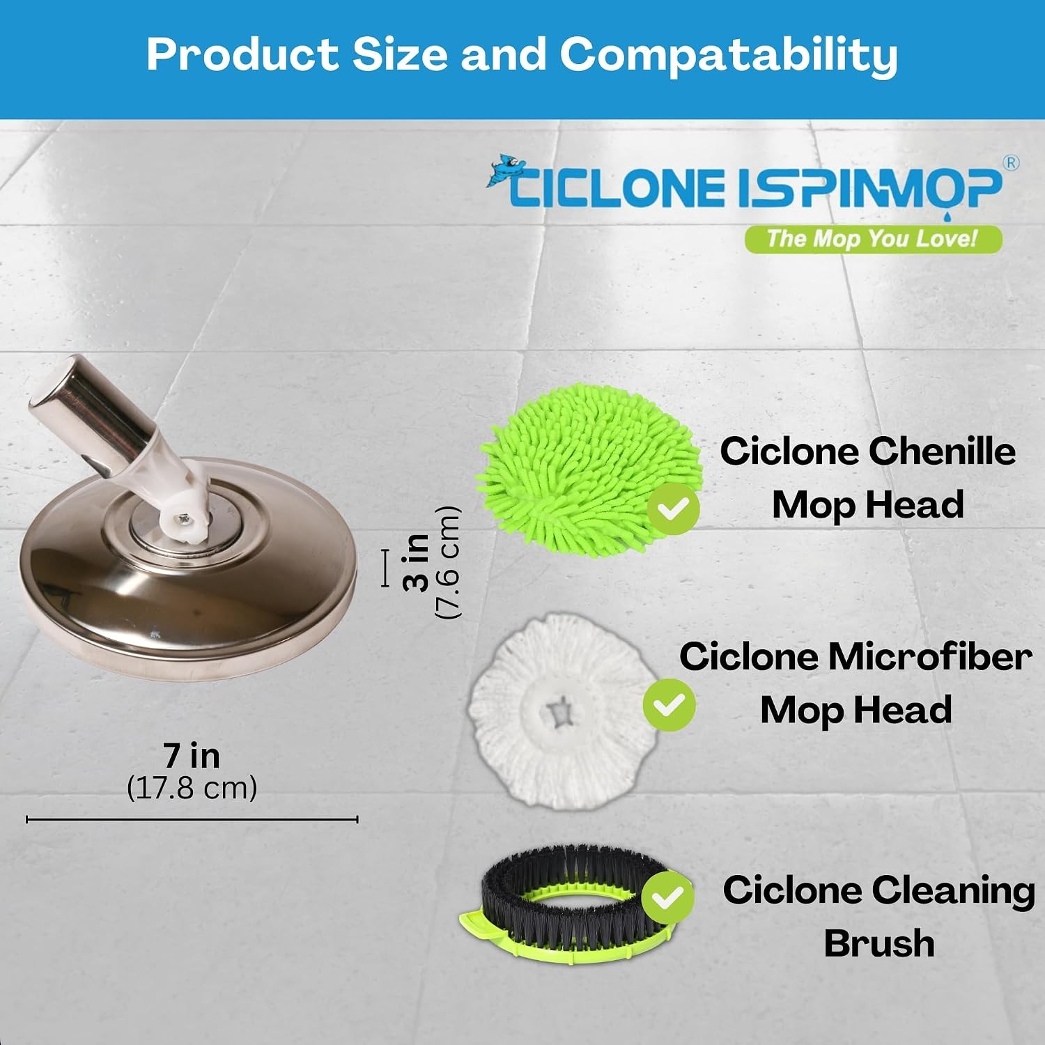 Stainless Steel Professional Mop Plate – Heavy Duty Spin Mop Replacement Base –