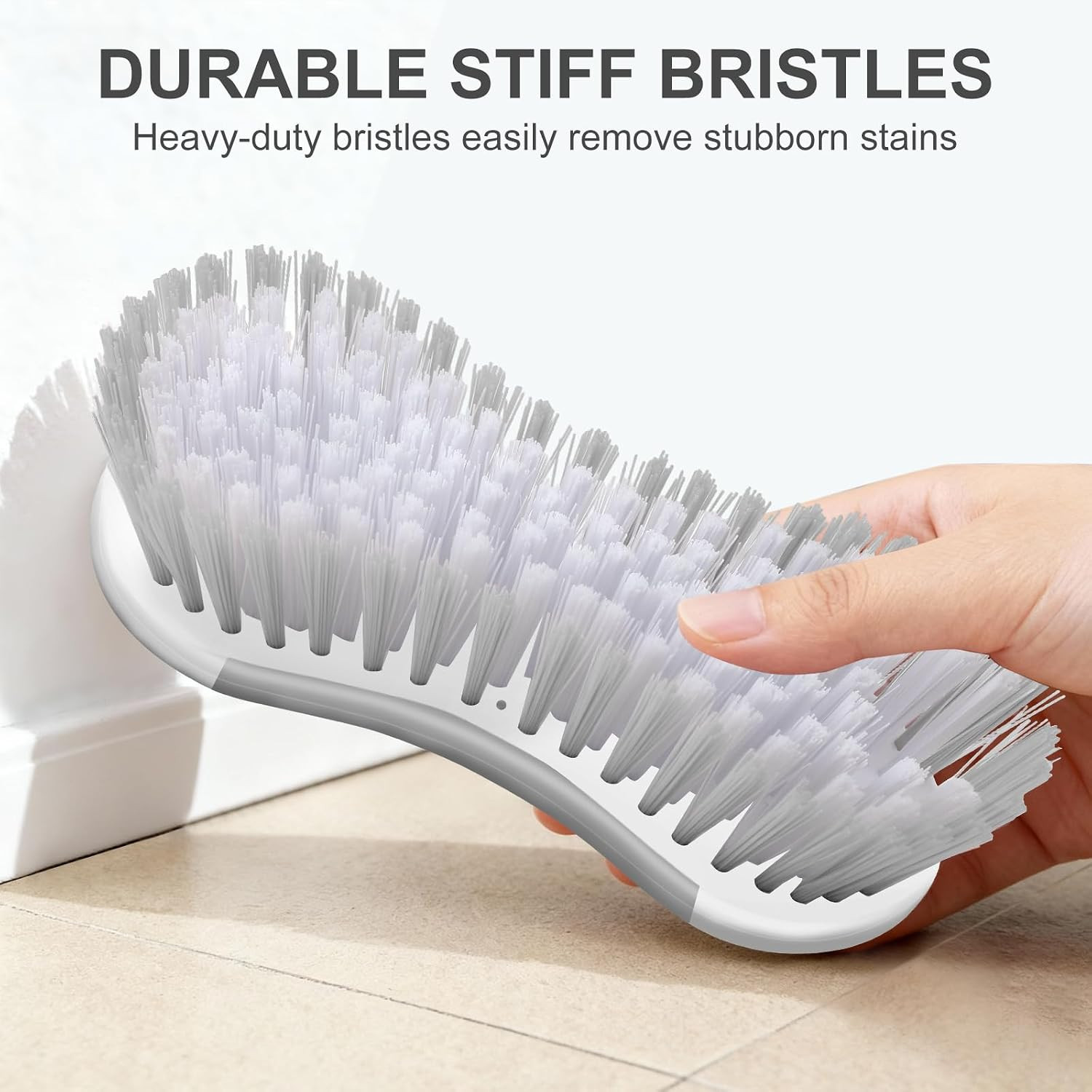 Multi-Purpose Scrub Brush of 2 Pack, Gray | Stiff Bristles Cleaning Brush with N