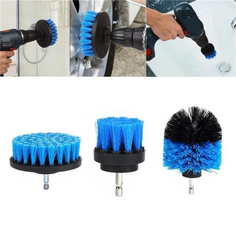 Blue Bristle Medium Stiffness Drill Brush Set 3 pack – Ships from USA