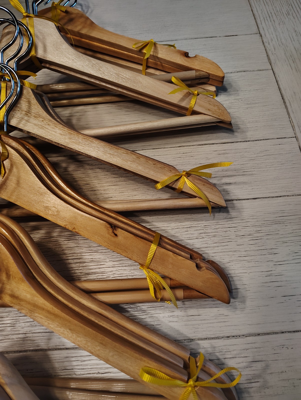 24pk Wood Suit Coat Hangers Natural Brown Closet Wardrobe Heavy Duty