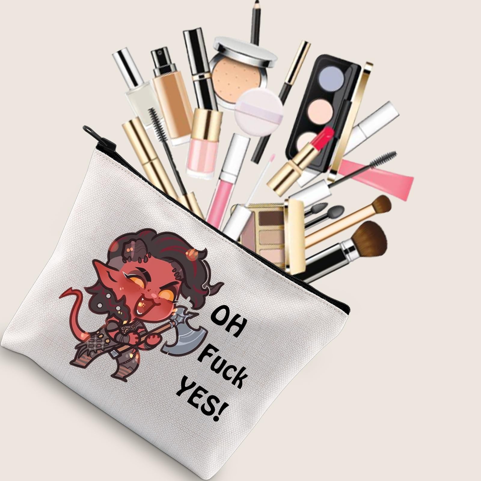 JXGZSO Oh F Yes Karlach Inspired Cosmetic Bag Funny RPG F