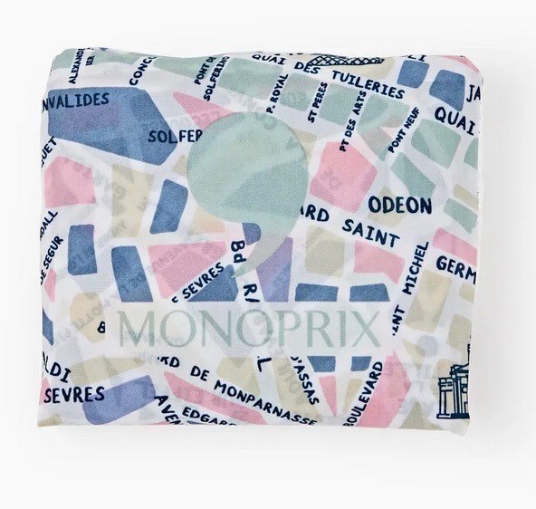 New Monoprix Paris Reusable Folding Nylon Shopping Bag U Choose Pattern