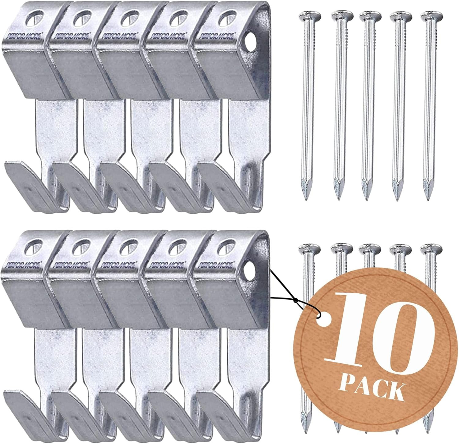 10 Pack Heavy Duty Picture Frame Hangers 100 Lbs Silver Stainless Steel Hooks