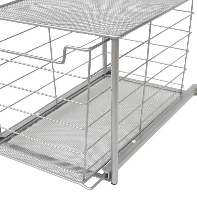 Mainstays Large Stackable Slide-Out Drawer Organizer, Nickel, 15″ x 10 ” X 9.3″