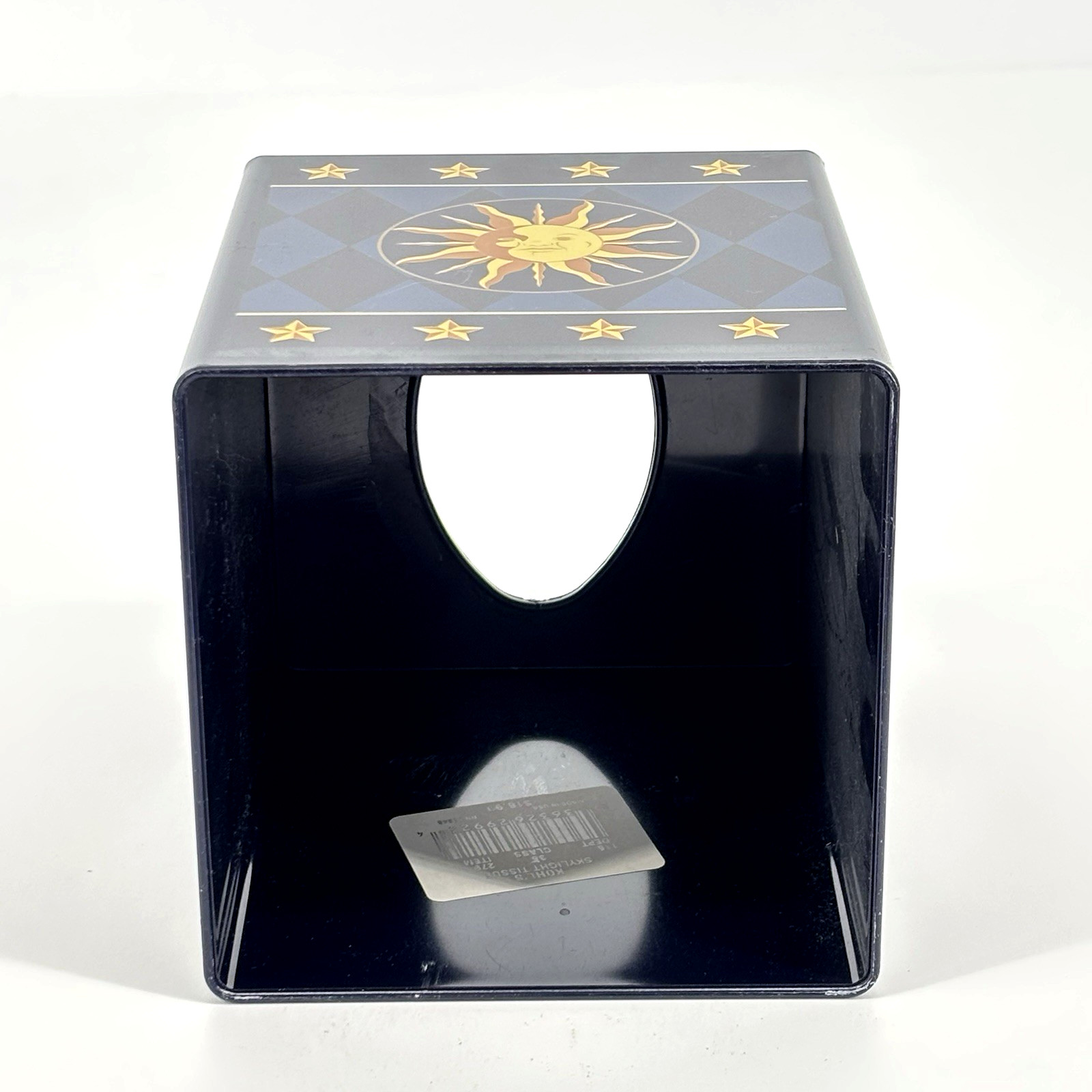 Celestial Night Sky Tissue Box Moon Star Sun Navy Blue Gold Whimsical
