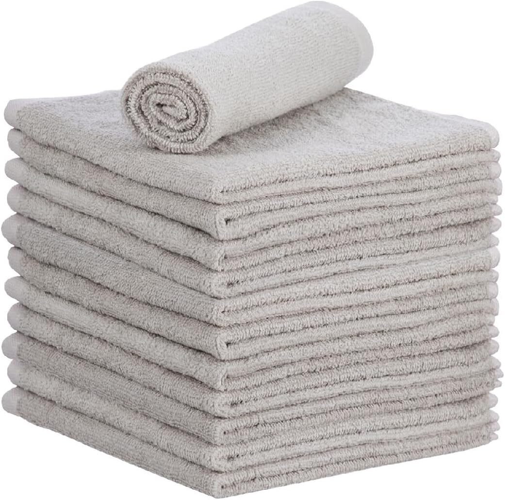 Superio Cotton Washcloths Grey 12″ Rags for Body and Face Multi Purpose (6 Pack)