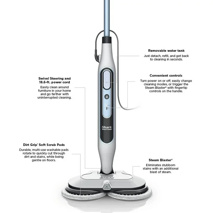 Shark Steam & Scrub Steam Mop, with Steam Blaster Technology, Scrubbing and Sani