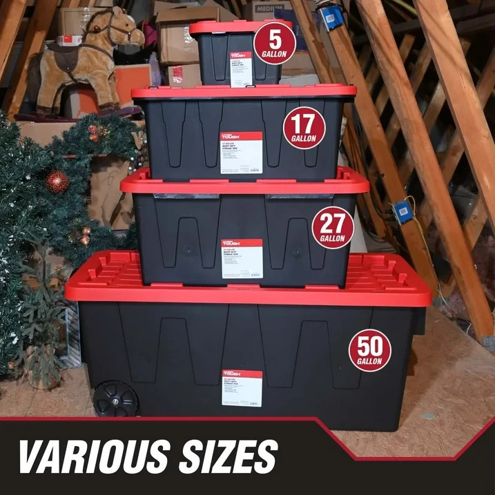 (Pack of 4) Hyper Tough 27 Gallon Large Storage Bin with Snap Lid,