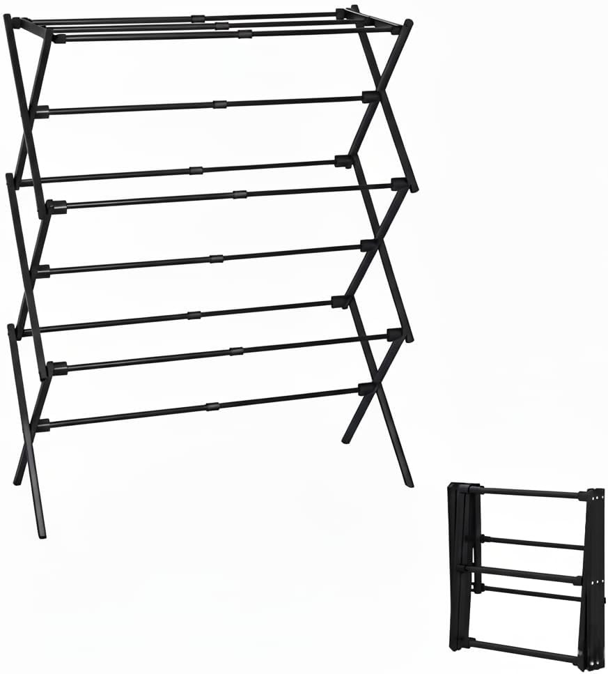 3-Tier Metal Folding Clothes Drying Rack, Laundry Drying Rack Clothing | Collaps