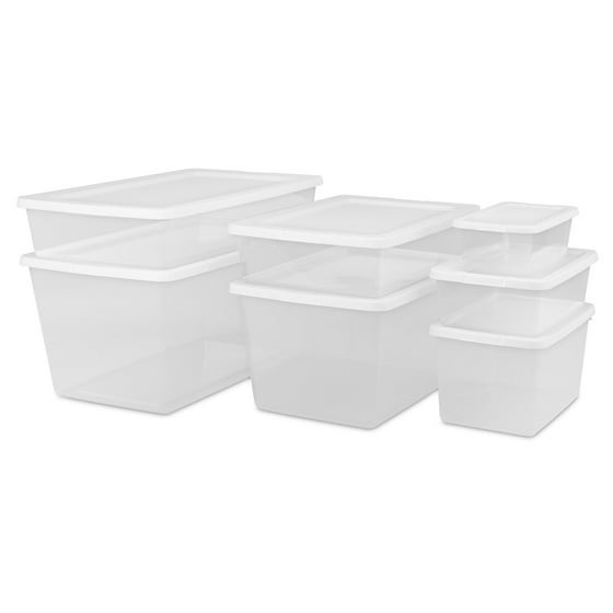 Sterilite, 58 Quart Clear Storage Bin, Snap-on Lid Storage Container, with Lid