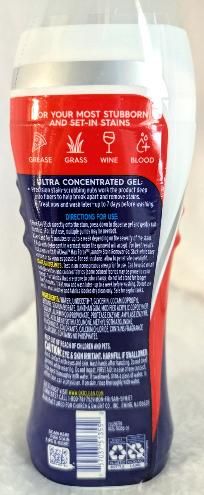 OxiClean Max Force Gel Stain Remover Stick 6.2 oz
