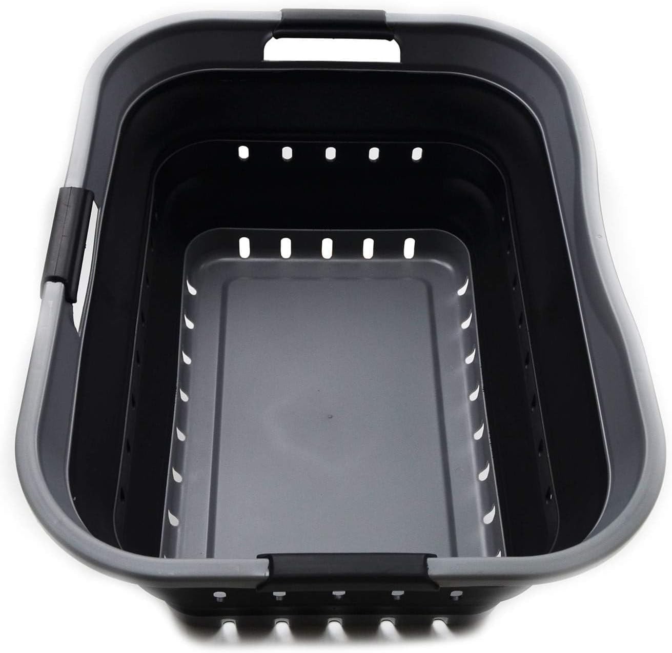 42L Collapsible Laundry Basket Foldable Pop Up Storage Hamper Gray Black