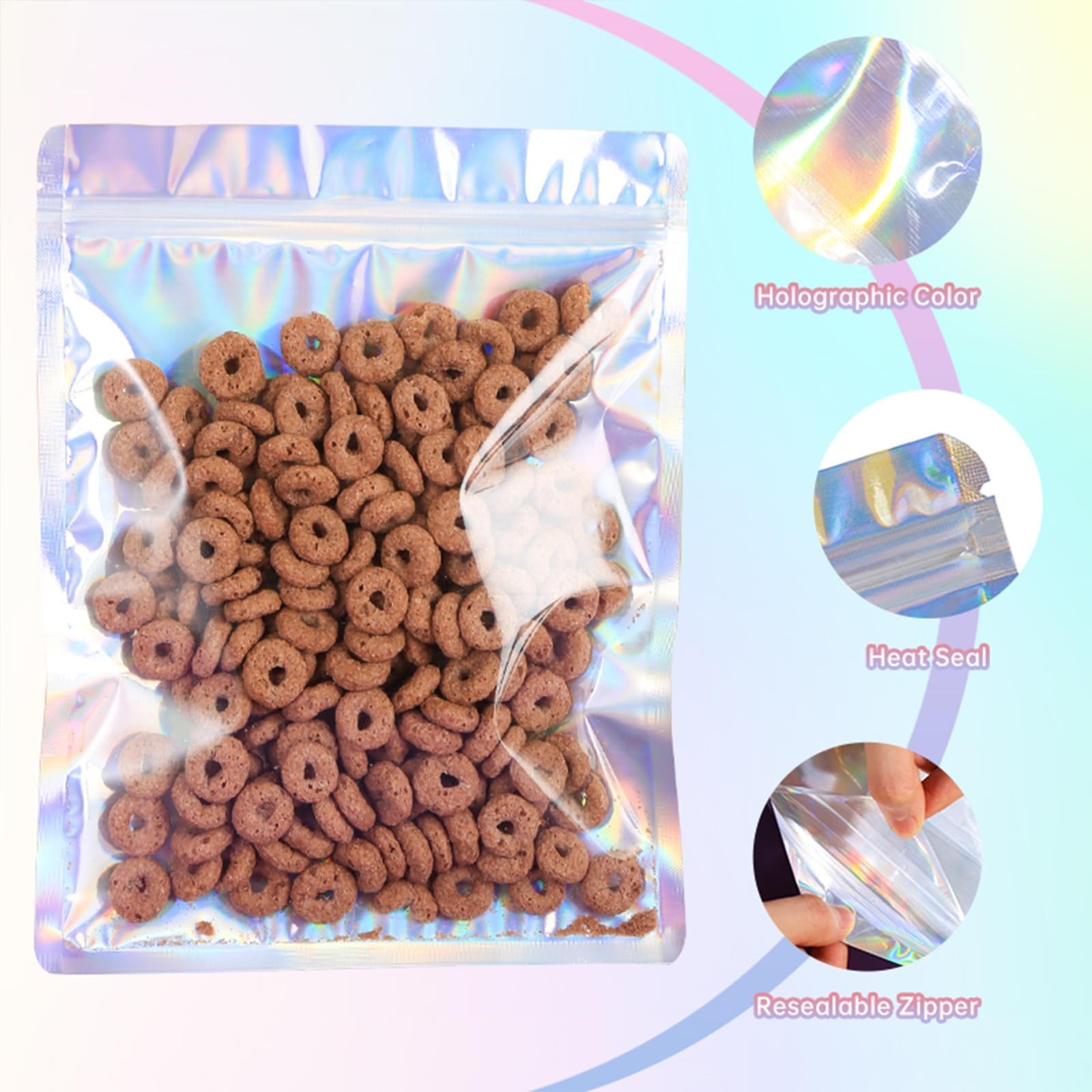 YHJZ Holographic Bags 100pcs Mylar 3×4 3×4, color