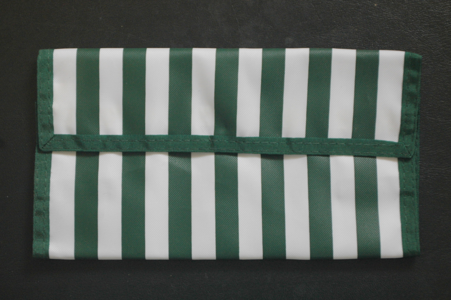 Dark Green Stripe Coupon Pouch Holder